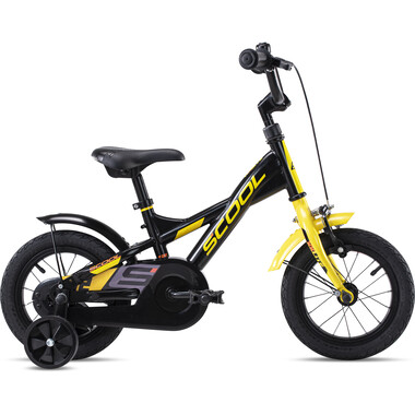 S'COOL XXLITE Acier 1S 12" Kids Bike Black/Yellow 2020 0